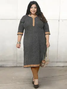 Jevi Prints Plus Size Ethnic Motifs Printed Cotton Straight Kurta
