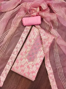 KIMISHA Floral Embellished Beads and Stones Unstitched Dress Material