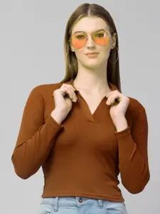 Dream Beauty Fashion Women Solid V-Neck Polyester Top