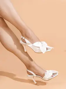 JM Looks Women Peep Toes Slim Heels With Bows