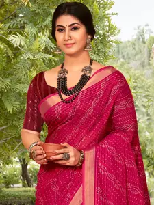 Saree mall Zari Woven Bandhni Saree