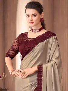 Saree mall Sequinned Poly Georgette Sarees with Sequinned Blouse