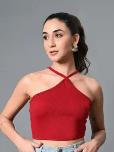 The Roadster Life Co. Women Solid Halter Neck Top