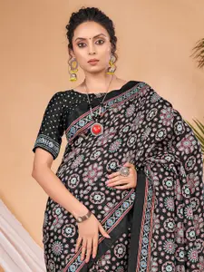 Saree mall modal Ajrak Block Print Sarees With Blouse Piece