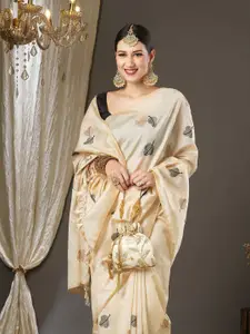 Saree mall Ethnic Motifs Embroidered Tassel Sarees with Blouse