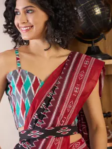 Saree mall Ready To Wear Ethnic Motifs Ikat Sarees