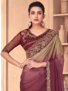 Saree mall Embroidered Sequinned Poly Georgette Celebrity Saree