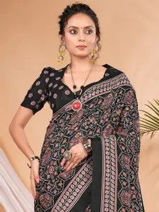 Saree mall modal Ajrak Block Print SareesWith Blouse Piece