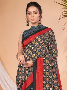 Saree mall modal Ajrak Block Block Print SareesWith Blouse Piece