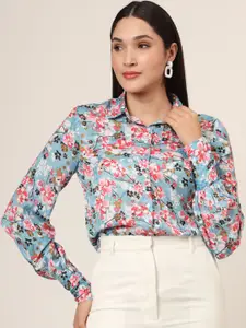 AMSWAN Women Classic Floral Opaque Printed Casual Shirt