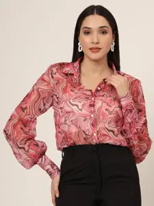 AMSWAN Women Classic Abstract Opaque Printed Casual Shirt