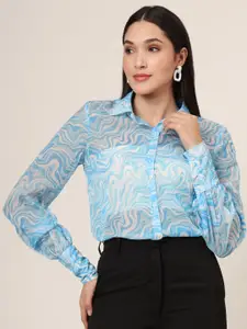 AMSWAN Women Classic Abstract Opaque Printed Casual Shirt