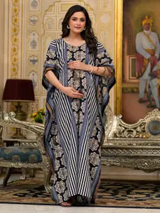Aujjessa Print Flared Sleeve Maternity Kaftan Maxi Dress