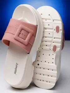 JUMPLITE Women Open Toe Block with Laser Cuts Sandals Heels