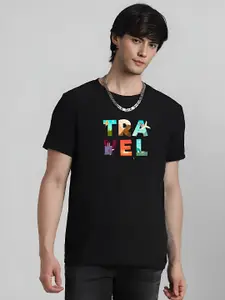 Elibolz Men Graphic Printed Round Neck Cotton T-Shirt