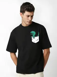 Elibolz Men Typography Printed Round Neck Cotton Oversized T-Shirt