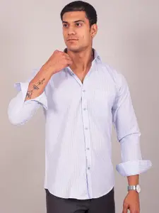 BLUEBIRD Men Micro Checks Spread Collar Comfort Opaque Formal Shirt