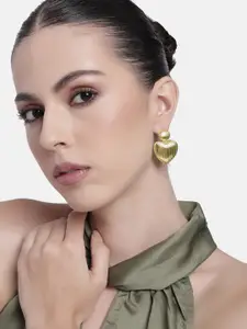 Estele Gold Plated Heart Shaped Fancy Demifine Drop & Dangling Earrings