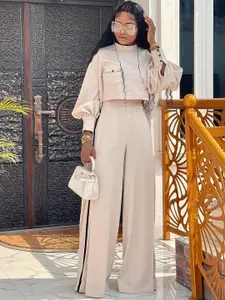 MIAKEE High-Neck Top With Palazzos