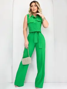 MIAKEE Shirt Neck Top With Palazzos Co-Ords