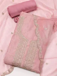 Meena Bazaar Floral Embroidered Sequinned Unstitched Dress Material