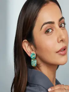 AccessHer Geometric Ceramic Studs Earrings