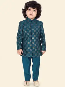 Ethniks Neu-Ron Boys Embroidered Mandarin Collar Sequinned Silk Chiffon Kurta with Pyjamas