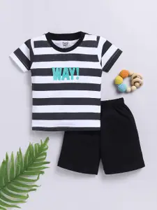 Toonyport Boys Striped Pure Cotton T-shirt with Shorts