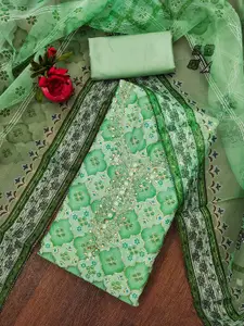 KIMISHA Floral Printed Sequinned Organza Unstitched Dress Material