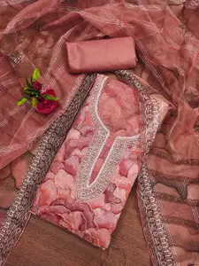 KIMISHA Floral Embroidered Sequinned Unstitched Dress Material