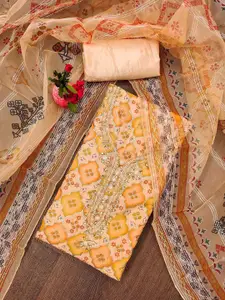 KIMISHA Ethnic Motifs Printed Sequinned Unstitched Dress Material