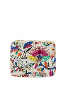 Accessorize Women Floral Textured Embroidered Zip Around Wallet