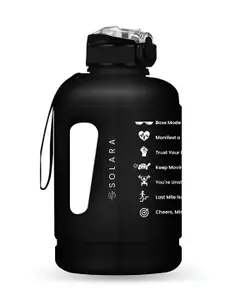 Solara Black Motivational Sipper Water Bottle 2.2L