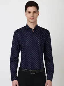 Peter England Men Micro Ditsy Printed Opaque Printed Formal Shirt