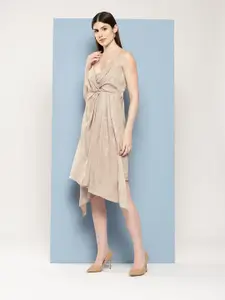 Chemistry V-neck Strap Shoulder Satin Midi Dress