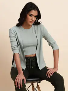 UnaOne Ribbed Pure Cotton Open Front Shrug