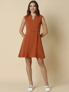 Allen Solly Woman Solid Shirt Collar Fit & Flare Dress