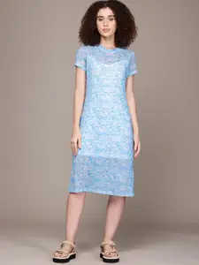 The Roadster Lifestyle Co. Net Layered Printed Sheath Dress