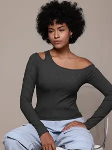 Roadster The Lifestyle Co. One Shoulder Ribbed Fitted Top