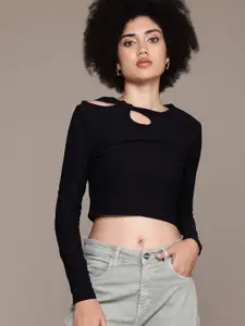 The Roadster Lifestyle Co. Cut-Out Ribbed Crop Top