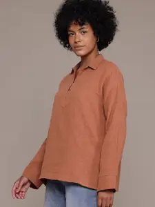 The Roadster Lifestyle Co. Spread Collar Drop-Shoulder Casual Shirt
