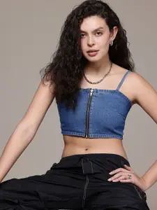 The Roadster Life Co. Shoulder Straps Pure Cotton Denim Crop Cami Top