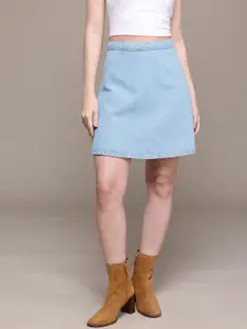 The Roadster Lifestyle Co. Mid-Rise Pure Cotton Denim A-Line Skirt