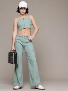 The Roadster Life Co. Denim Cami Top with Wide Leg Jeans Pure Cotton Co-Ords
