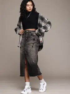 The Roadster Life Co. Women Straight Denim Midi Skirt