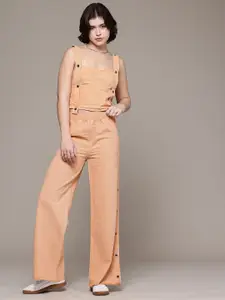 The Roadster Life Co. Denim Top with Straight Fit Jeans Pure Cotton Co-Ords