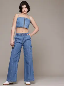 The Roadster Life Co.  Denim Cami Top with Wide Leg Jeans Pure Cotton Co-Ords