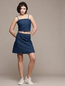 The Roadster Life Co. Pure Cotton Denim Top With Skirt Co-Ords