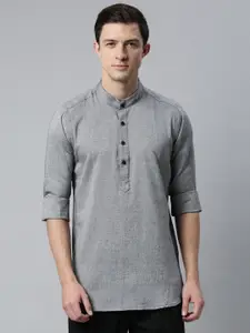 Cross Court Band Collar Pure Cotton Straight Short Kurta