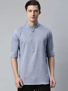 Cross Court Band Collar Pure Cotton Straight Short Kurta
